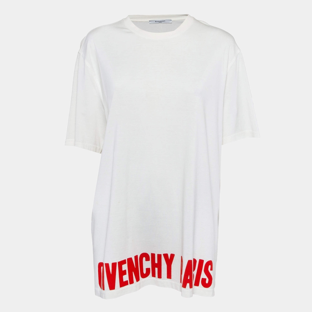 Givenchy PARIS AUTHENTIC SIZE M. White T-Shirt DRESS with Red Logo